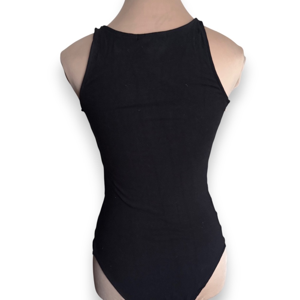 FOREVER 21 Black “Beauty Is A Short-Lived Tyranny” Strappy Side Bodysuit Size S - Picture 2 of 9